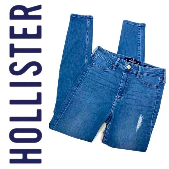 HOLLISTER DISTRESSED HIGH RISE JEAN LEGGING SIZE 7 or W28 L28 - Picture 4 of 5
